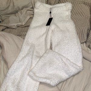 white fluffy pants
